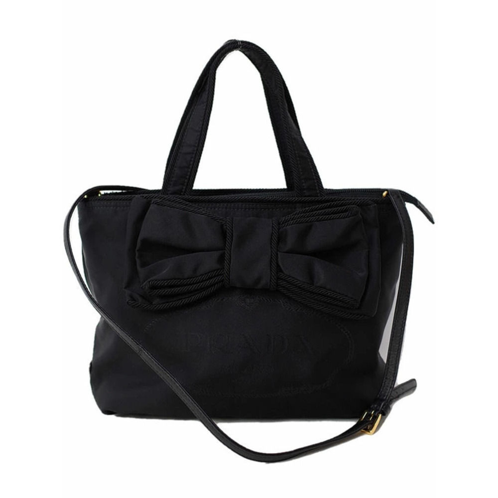 Prada Tessuto Bow Tote Shoulder Bag black